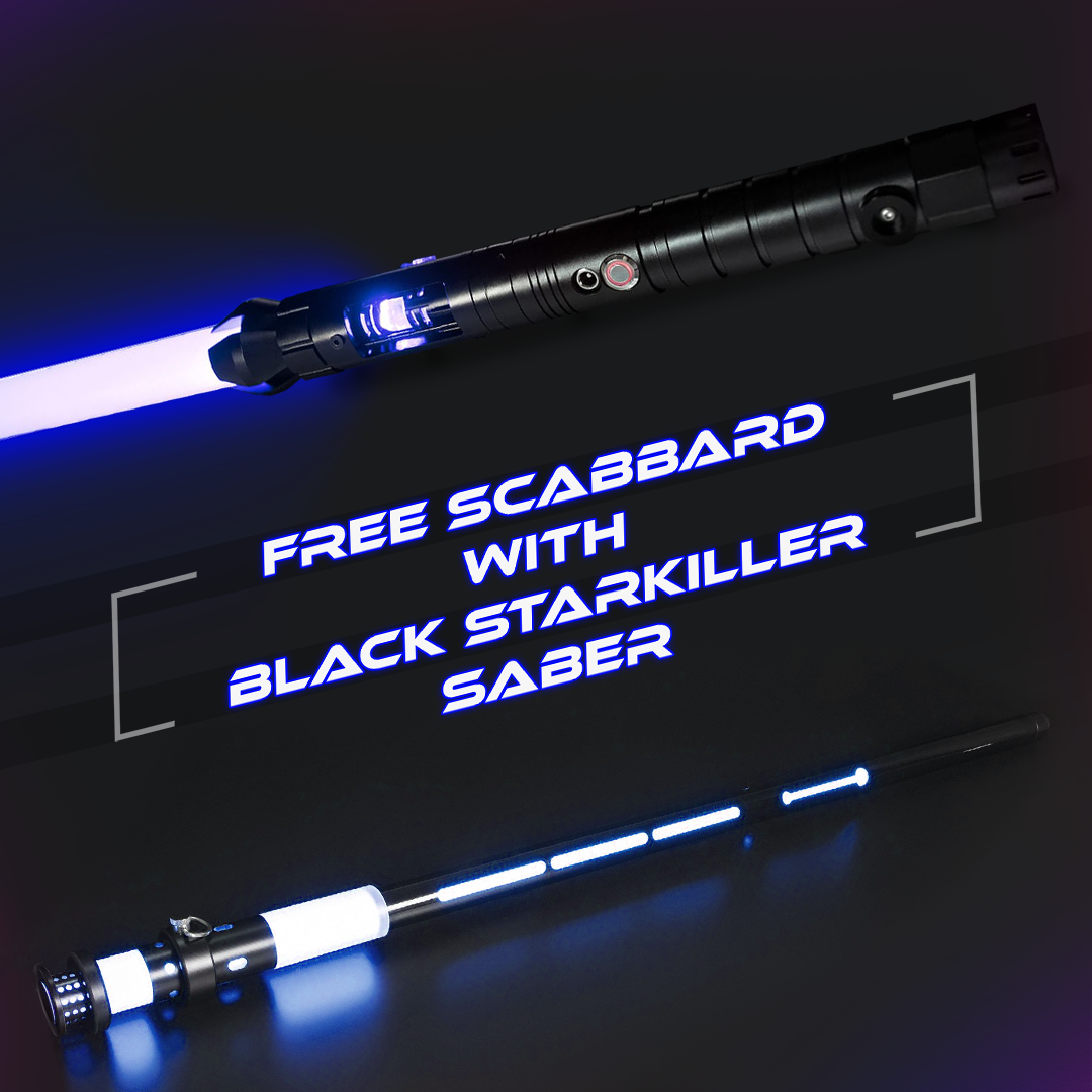 Black starkiller neopixel lightsaber with sccabbard