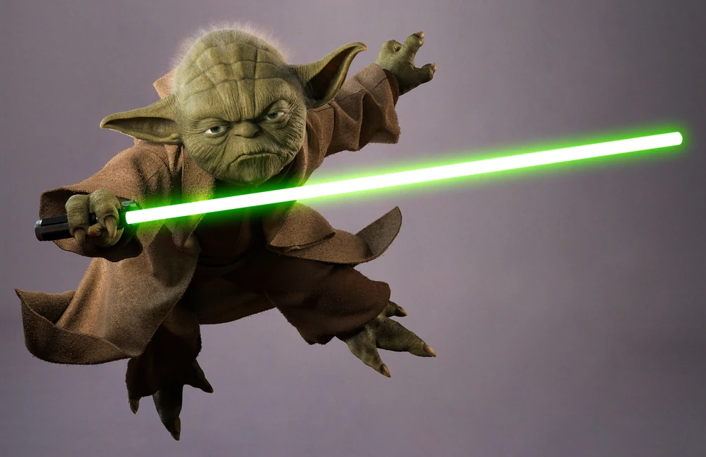 Yoda wielded a scaled-down lightsaber with great skill