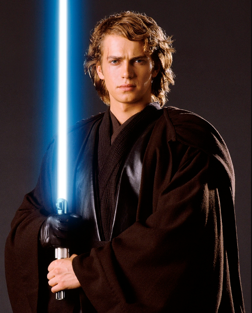 Anakin Skwalker with his blue lightsaber